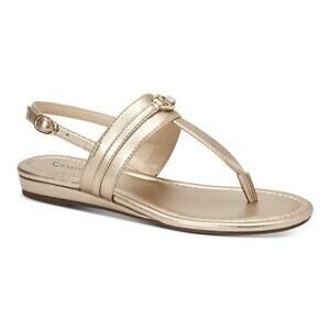 Charter Club Women Platino Vegan Leather Onelle Flat Thong Sandals Size 6M